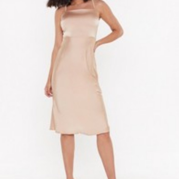 Midi Dress Champagne Gold Color Dress - Picture 4 of 4